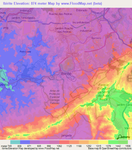 Ibirite,Brazil Elevation Map