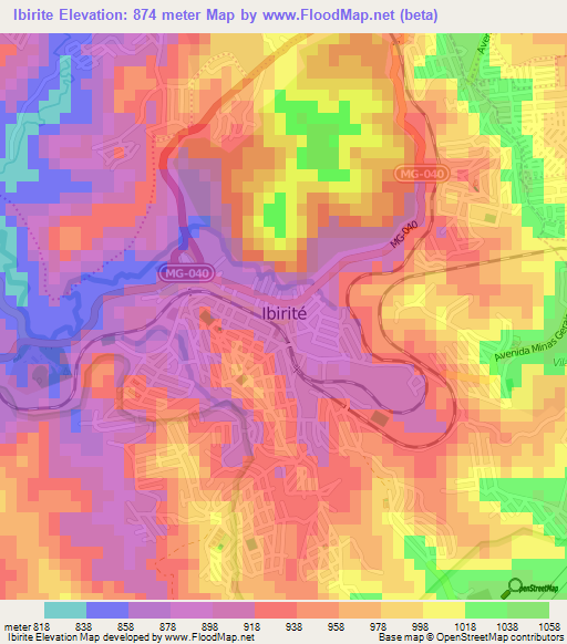 Ibirite,Brazil Elevation Map