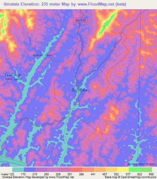 Ibirataia,Brazil Elevation Map