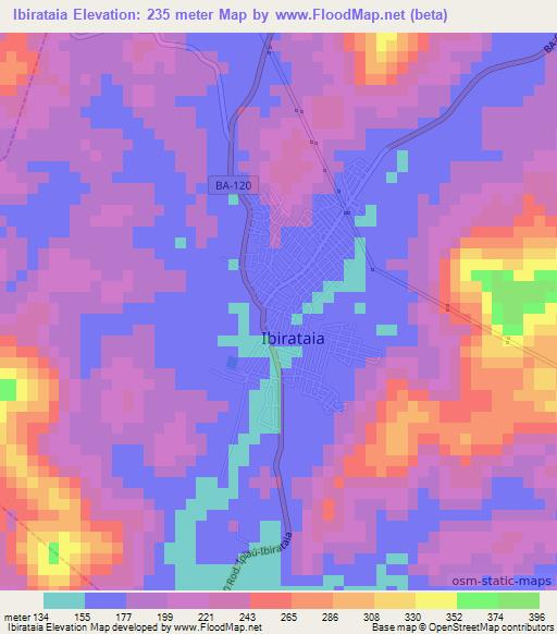 Ibirataia,Brazil Elevation Map