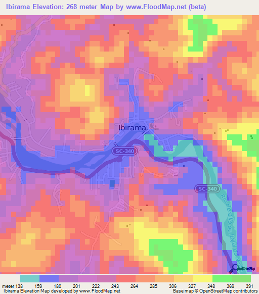 Ibirama,Brazil Elevation Map