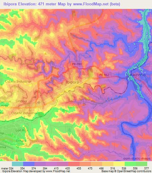 Ibipora,Brazil Elevation Map