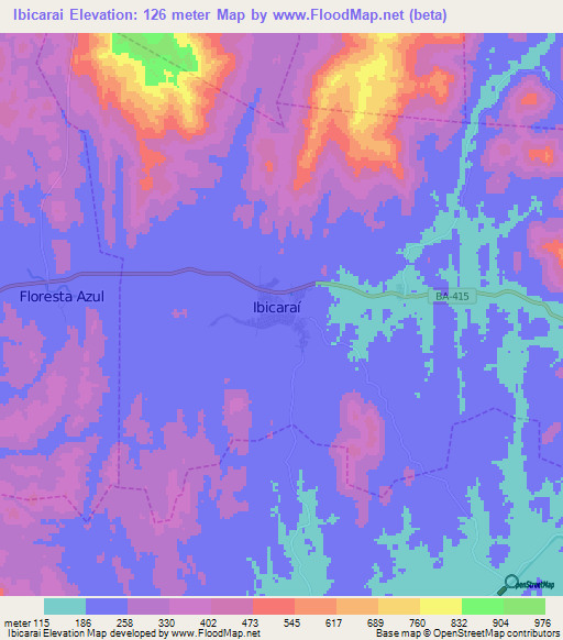 Ibicarai,Brazil Elevation Map