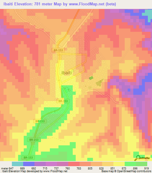 Ibaiti,Brazil Elevation Map