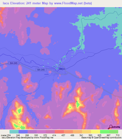 Iacu,Brazil Elevation Map