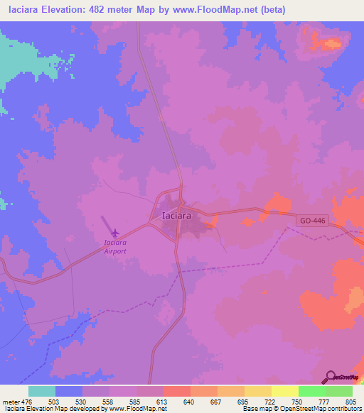 Iaciara,Brazil Elevation Map