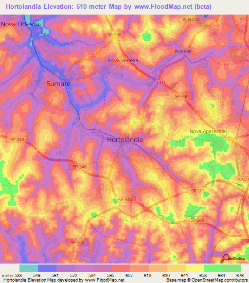 Hortolandia,Brazil Elevation Map