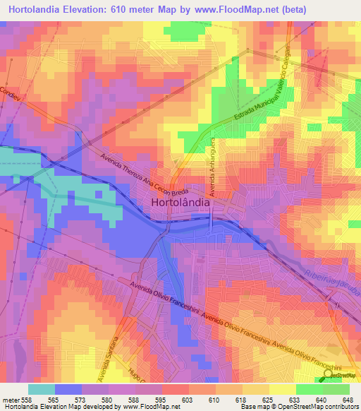 Hortolandia,Brazil Elevation Map