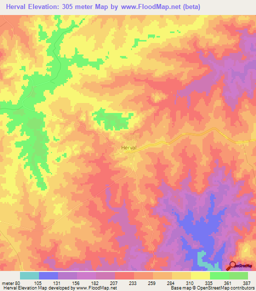 Herval,Brazil Elevation Map