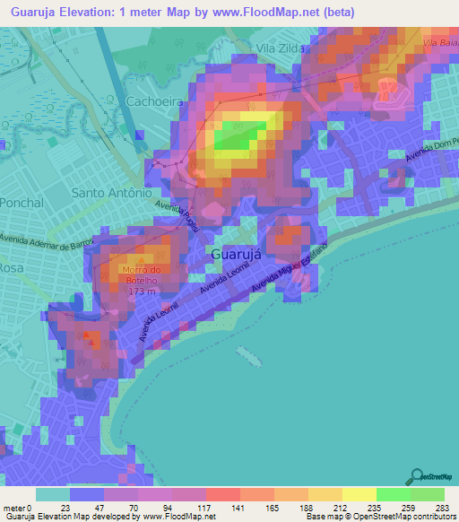 Guaruja,Brazil Elevation Map