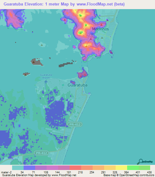 Guaratuba,Brazil Elevation Map