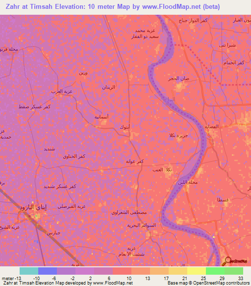 Zahr at Timsah,Egypt Elevation Map