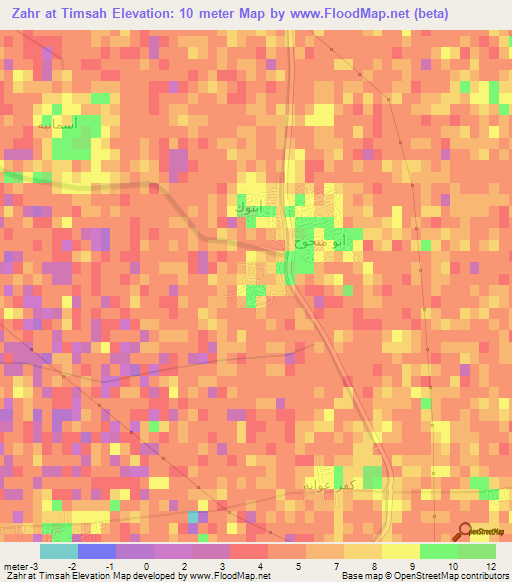 Zahr at Timsah,Egypt Elevation Map