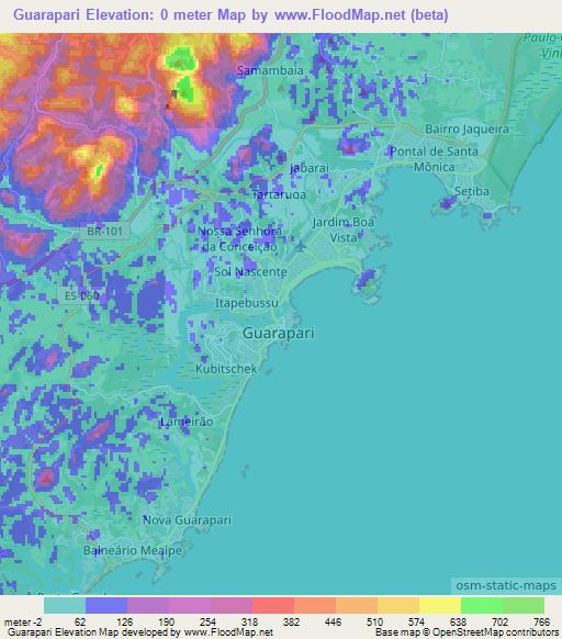 Guarapari,Brazil Elevation Map