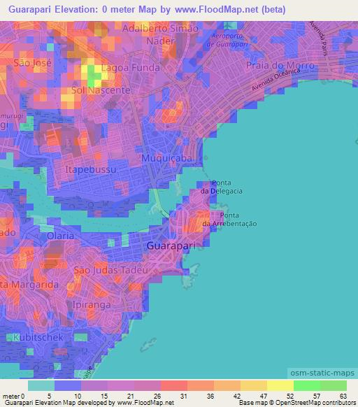 Guarapari,Brazil Elevation Map