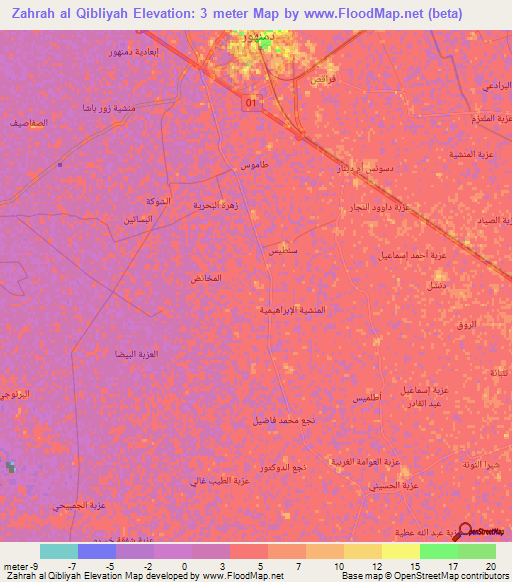 Zahrah al Qibliyah,Egypt Elevation Map