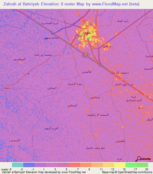 Zahrah al Bahriyah,Egypt Elevation Map