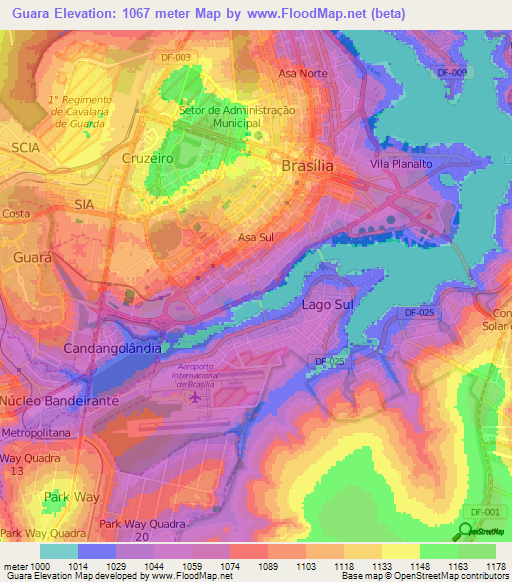 Guara,Brazil Elevation Map