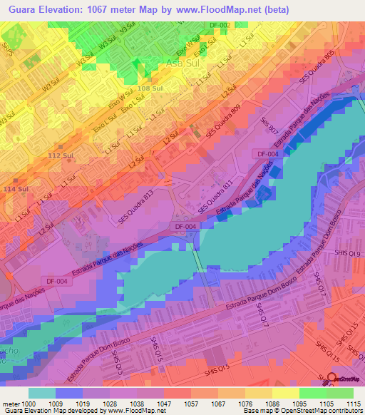 Guara,Brazil Elevation Map