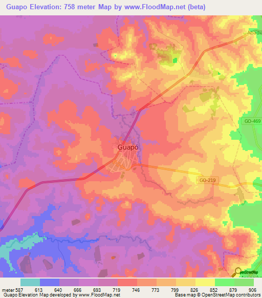 Guapo,Brazil Elevation Map