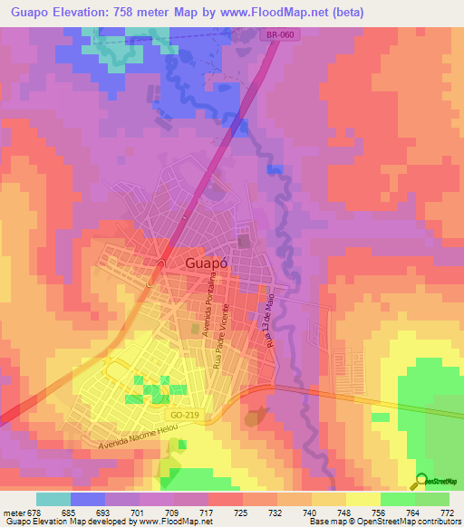 Guapo,Brazil Elevation Map