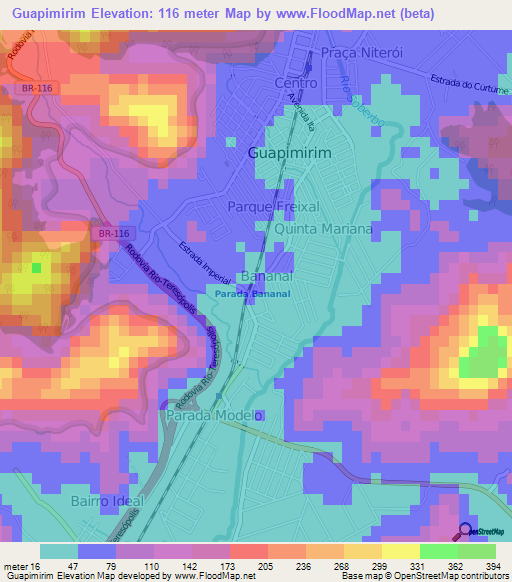 Guapimirim,Brazil Elevation Map