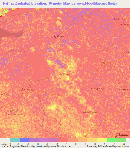 Naj` az Zaghabat,Egypt Elevation Map