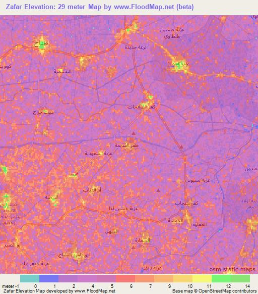Zafar,Egypt Elevation Map