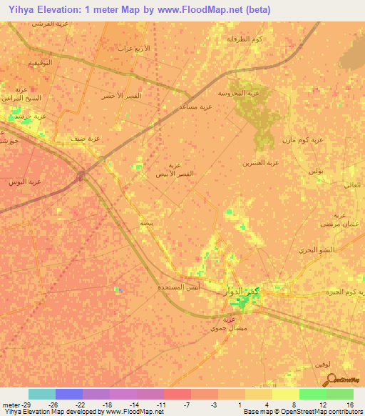 Yihya,Egypt Elevation Map