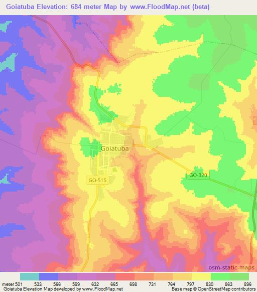 Goiatuba,Brazil Elevation Map