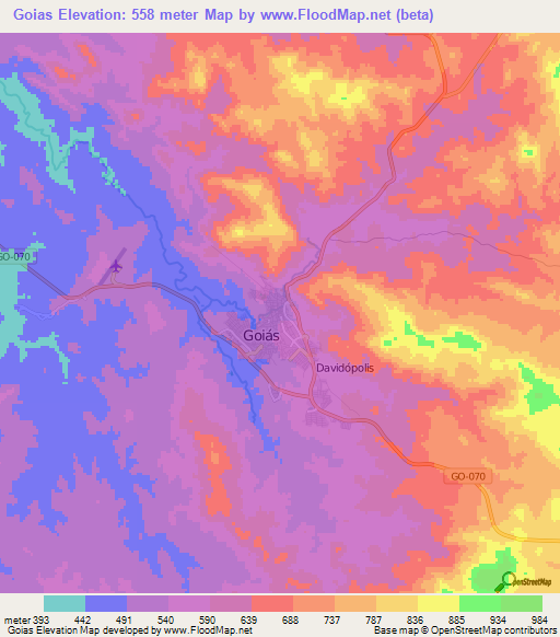 Goias,Brazil Elevation Map