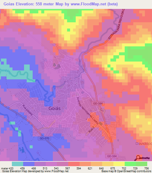 Goias,Brazil Elevation Map