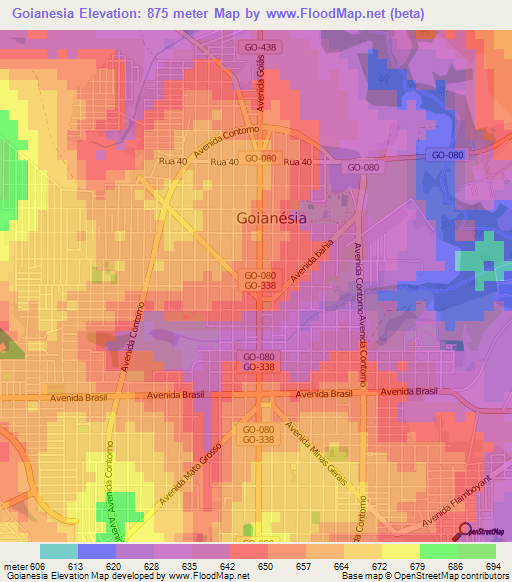 Goianesia,Brazil Elevation Map