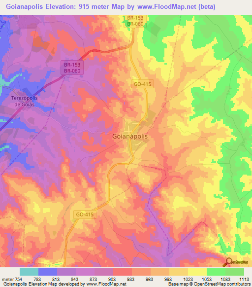 Goianapolis,Brazil Elevation Map