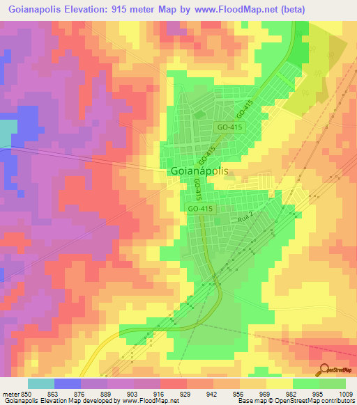 Goianapolis,Brazil Elevation Map