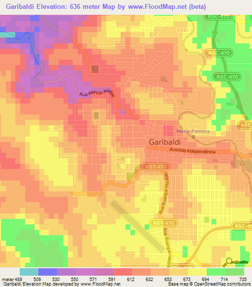 Garibaldi,Brazil Elevation Map