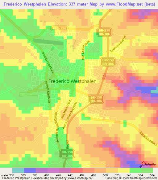 Frederico Westphalen,Brazil Elevation Map