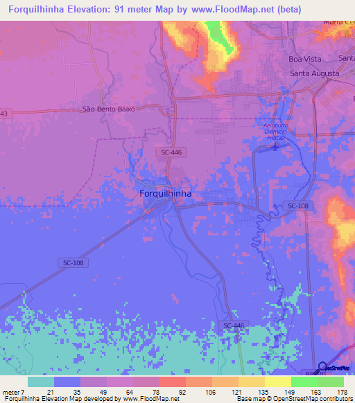 Forquilhinha,Brazil Elevation Map