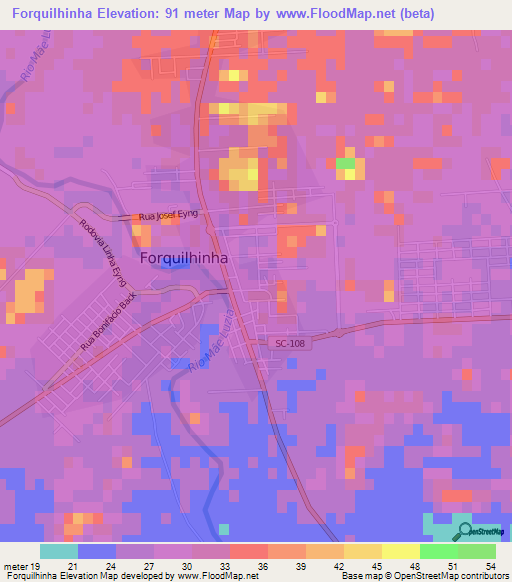 Forquilhinha,Brazil Elevation Map