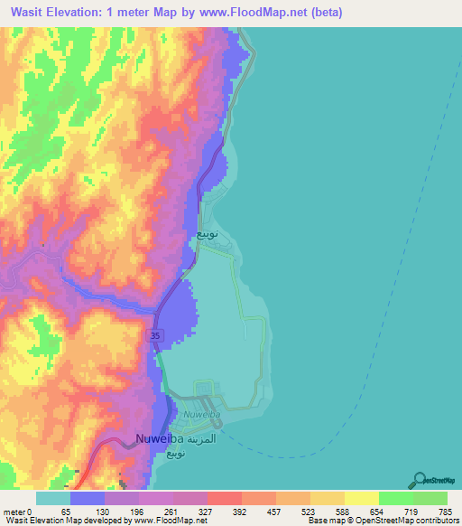 Wasit,Egypt Elevation Map