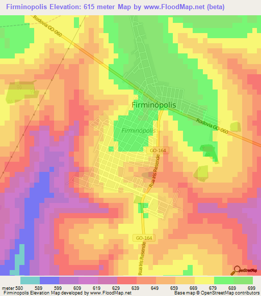 Firminopolis,Brazil Elevation Map