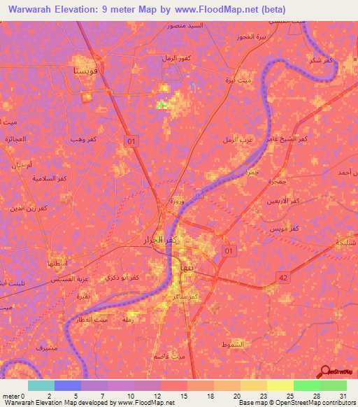 Warwarah,Egypt Elevation Map