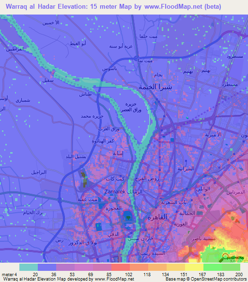 Warraq al Hadar,Egypt Elevation Map