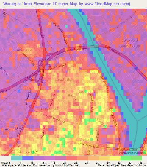 Warraq al `Arab,Egypt Elevation Map