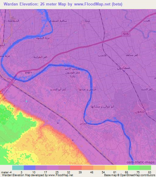 Wardan,Egypt Elevation Map