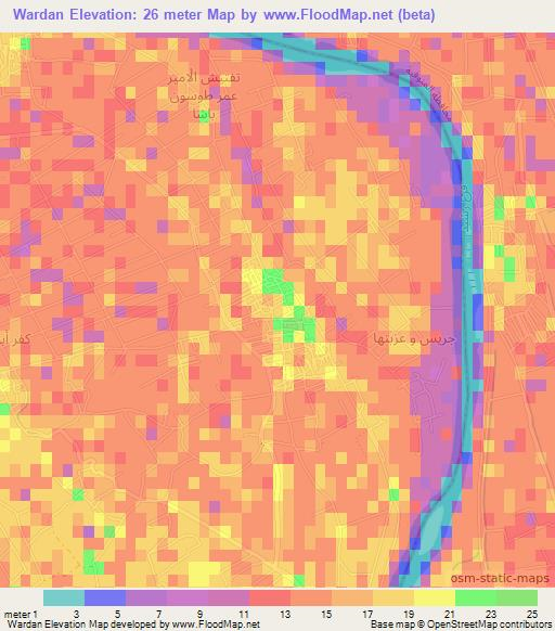 Wardan,Egypt Elevation Map