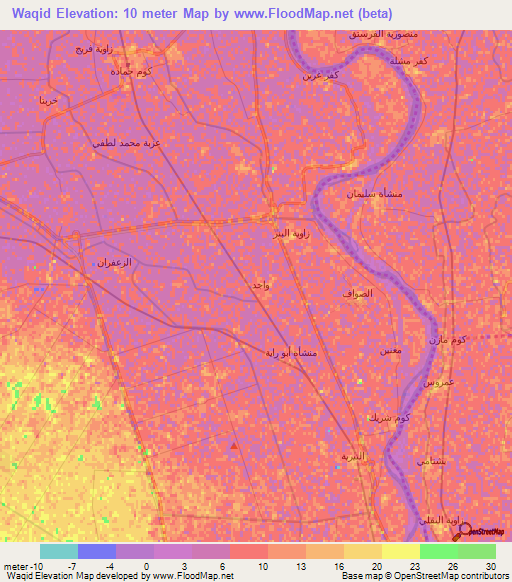 Waqid,Egypt Elevation Map