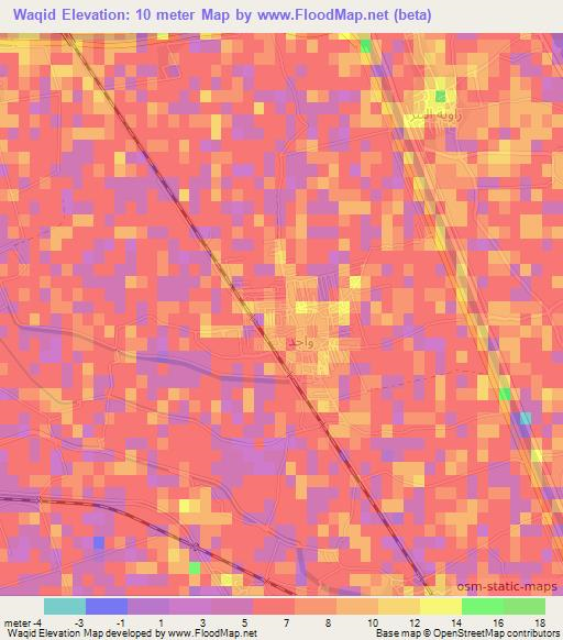 Waqid,Egypt Elevation Map