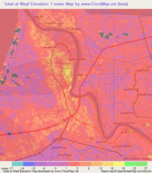 `Izbat al Waqf,Egypt Elevation Map