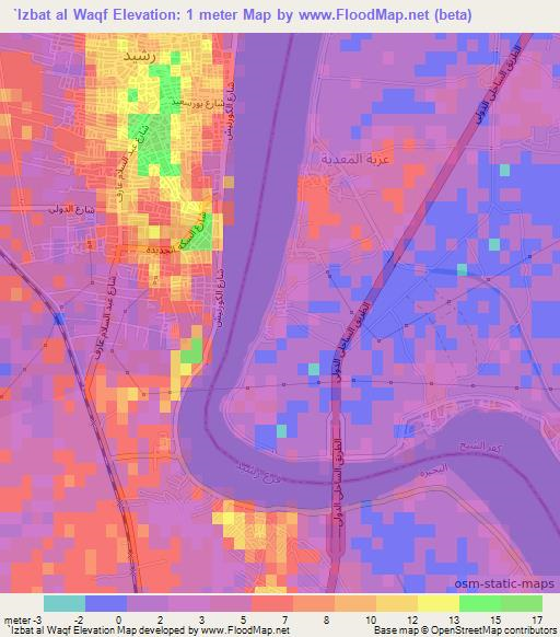 `Izbat al Waqf,Egypt Elevation Map